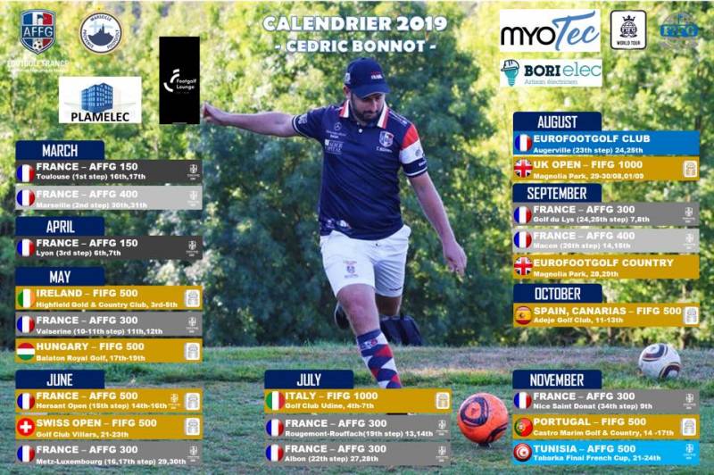 Calendrier Cédric Bonnot Footgolf 2019